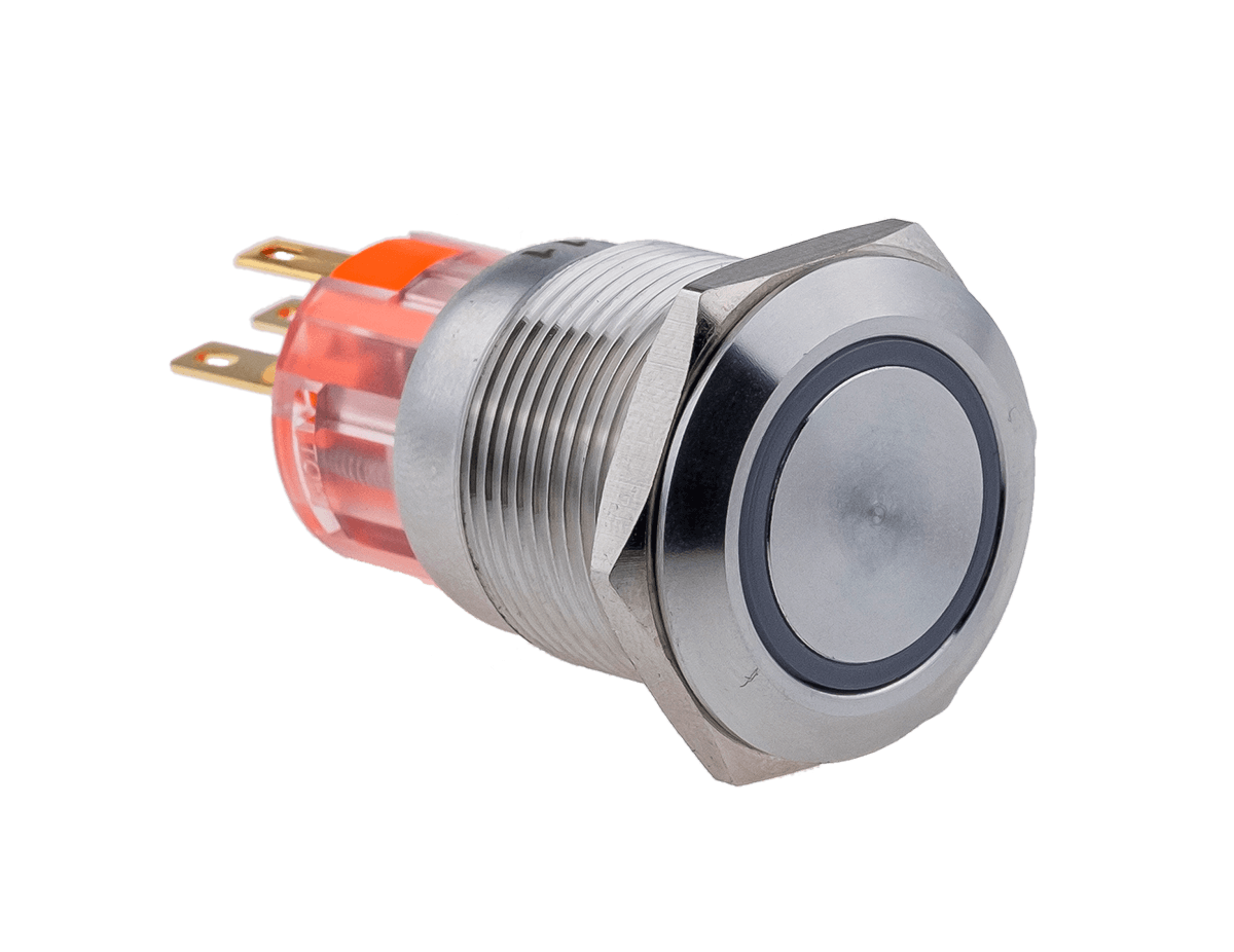 MT67-F220W11 - Кнопка с подсветкой белая, с фиксацией, 220В AC, IP67