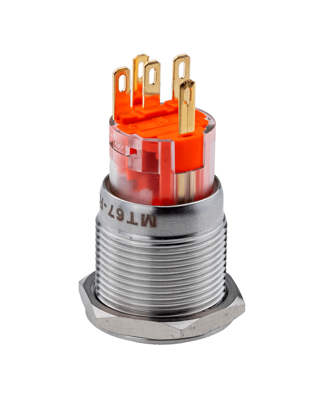 MT67-F220W11 - Кнопка с подсветкой белая, с фиксацией, 220В AC, IP67