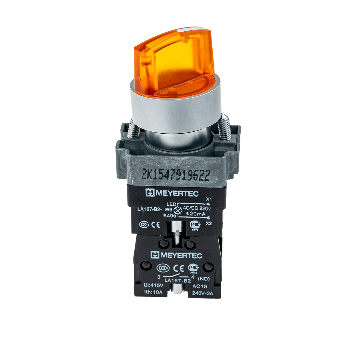 MTB2-BK2561 - Переключатель с подсветкой, с фиксацией, 24V AC/DC, желтый, 2 положения, 1NO