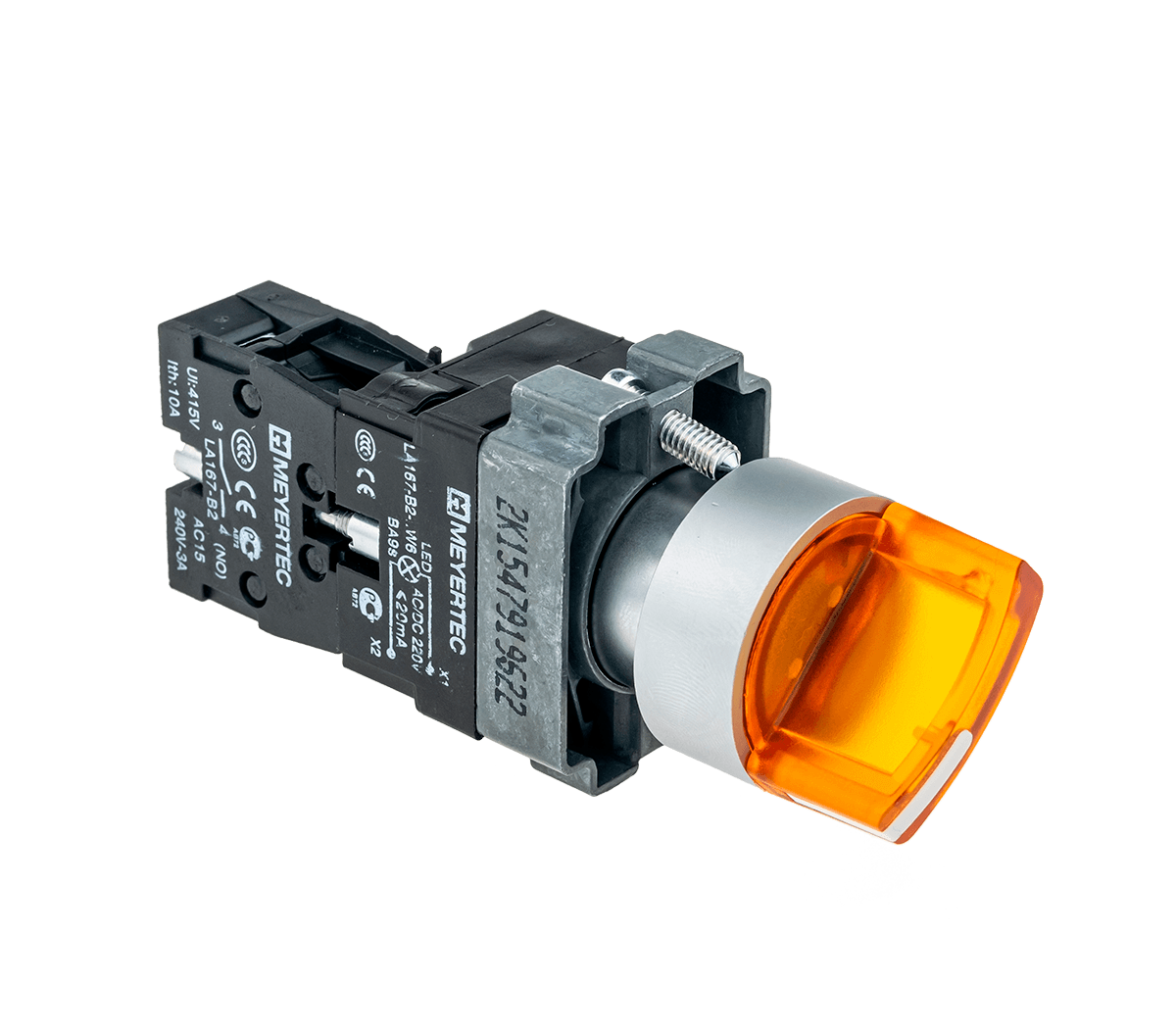 MTB2-BK2563 - Переключатель с подсветкой, с фиксацией, 220V AC/DC, желтый, 2 положения, 1NO