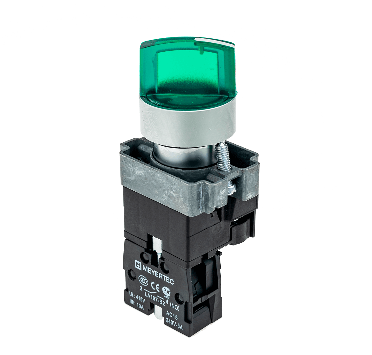 MTB2-BK3361 - Переключатель с подсветкой, с фиксацией, 24V AC/DC, зеленый, 3 положения, 1NO