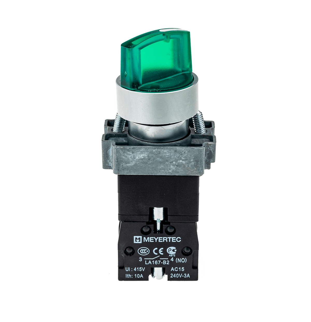 MTB2-BK3361 - Переключатель с подсветкой, с фиксацией, 24V AC/DC, зеленый, 3 положения, 1NO