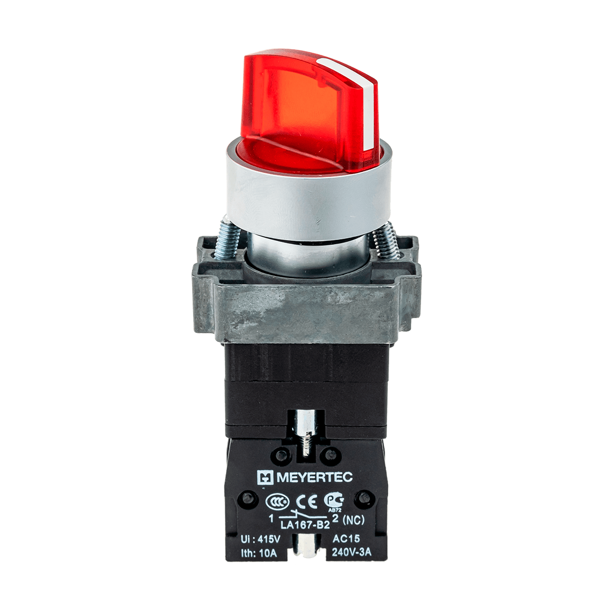 MTB2-BK3461 - Переключатель с подсветкой, с фиксацией, 24V AC/DC, красный, 3 положения, 1NC