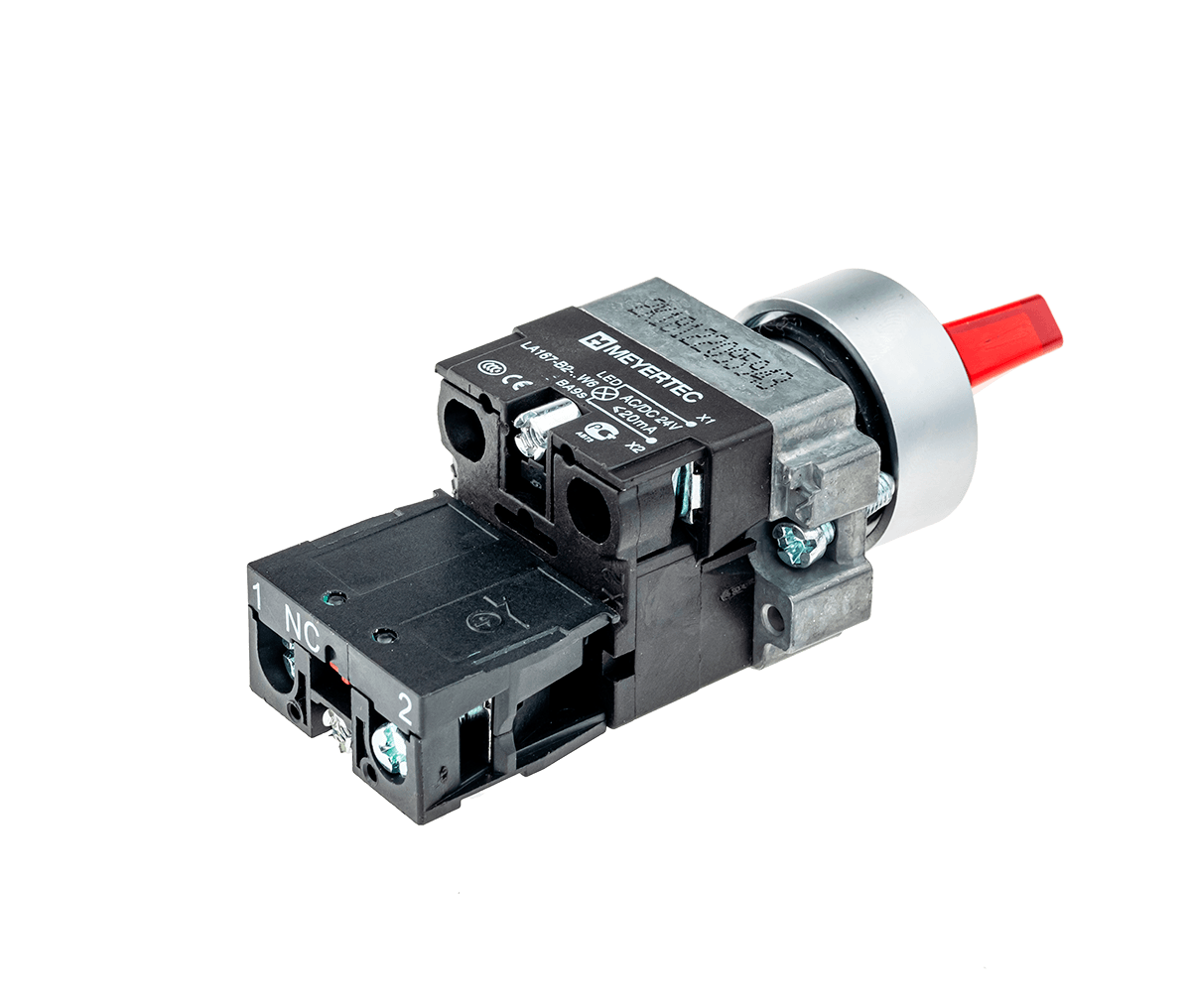 MTB2-BK3461 - Переключатель с подсветкой, с фиксацией, 24V AC/DC, красный, 3 положения, 1NC