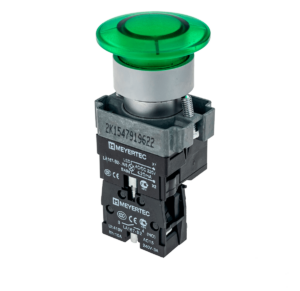 MTB2-BW3613 - Кнопка грибовидная без фиксации, с подсветкой, 24V, 1NO, зеленый