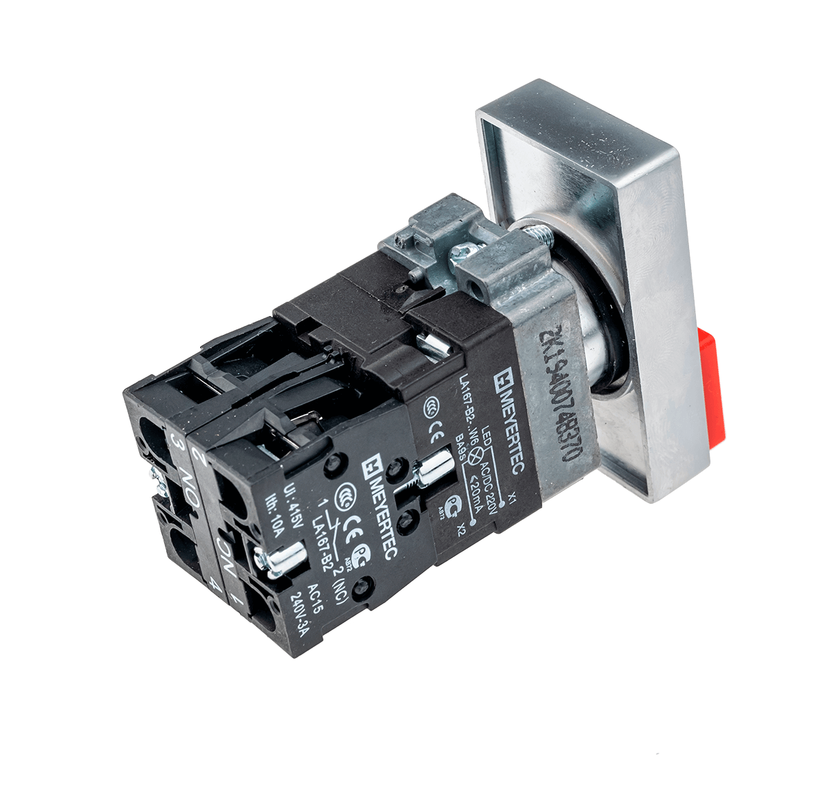 MTB2-BW8463 - Кнопка двойная с подсветкой 220V, выступающий толкатель