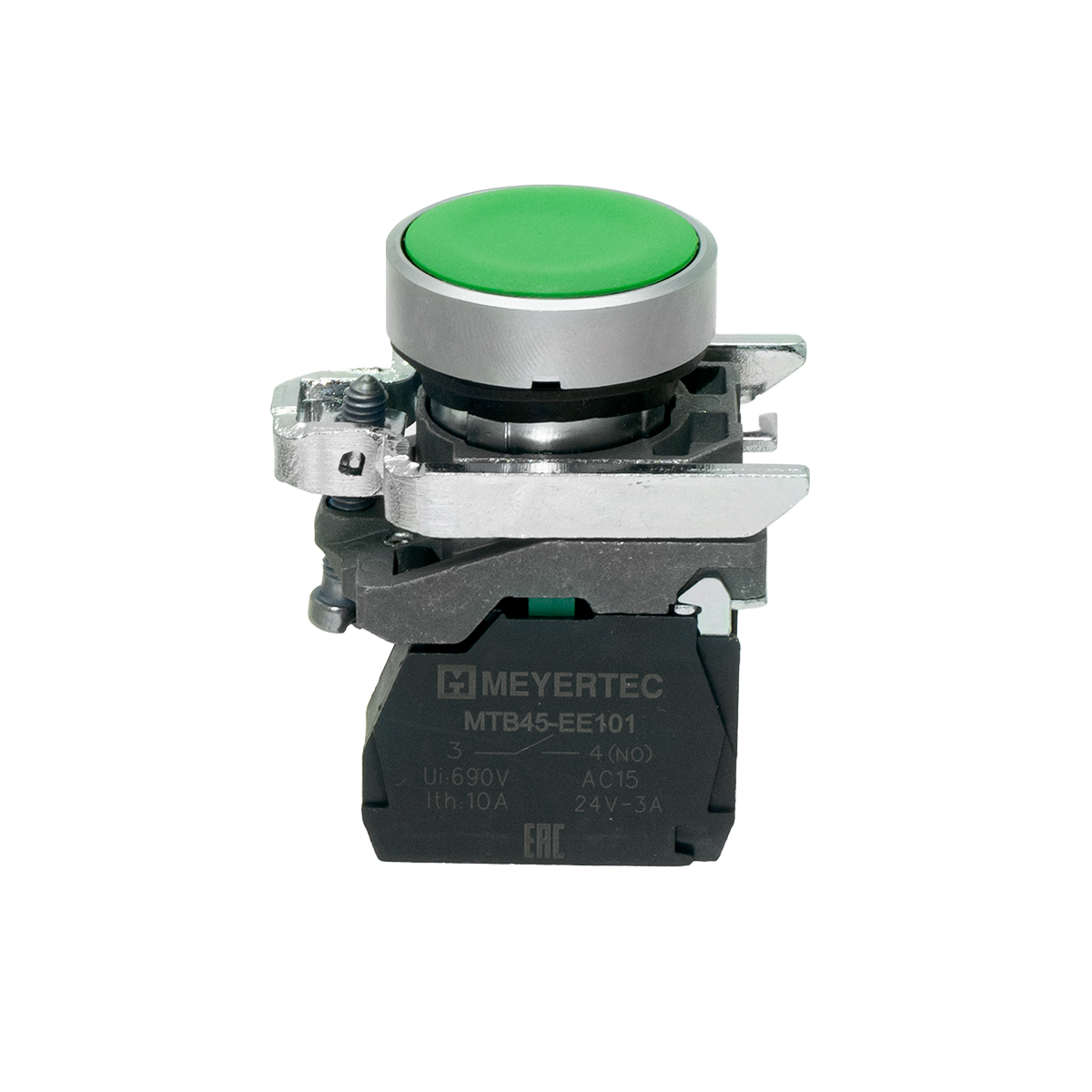 MTB4-BA31 - Кнопка плоская зеленая, 1NO, IP65, металл