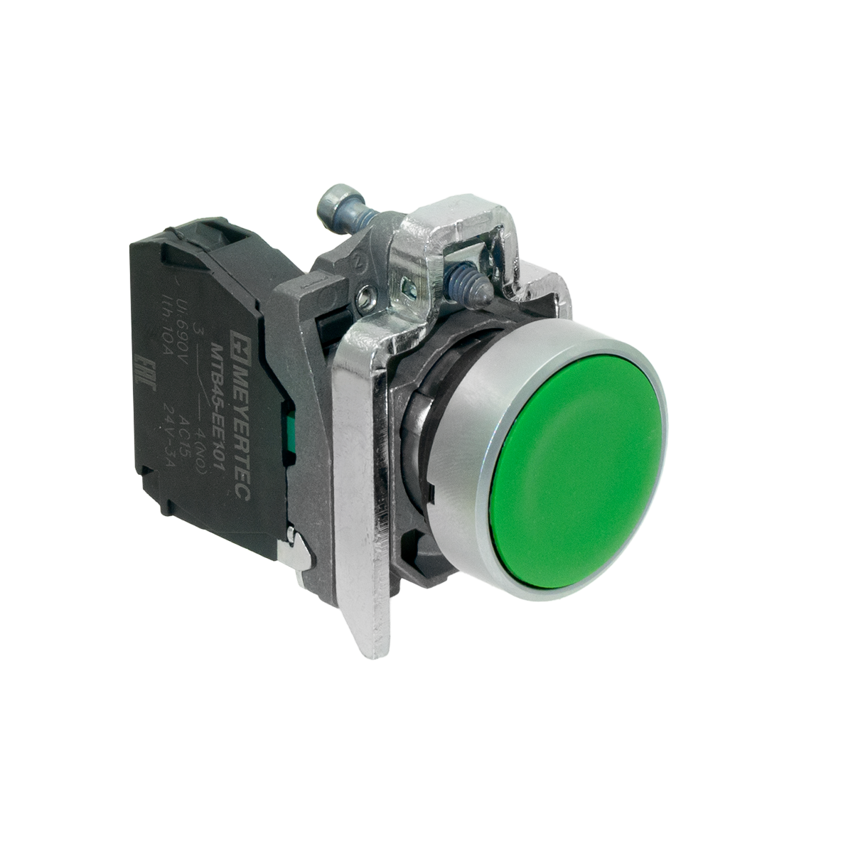 MTB4-BA31 - Кнопка плоская зеленая, 1NO, IP65, металл