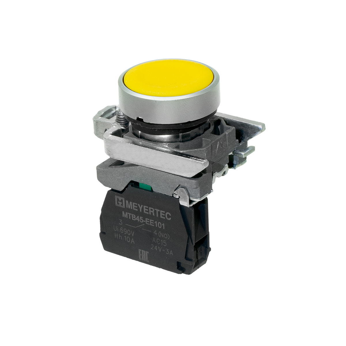 MTB4-BA51 - Кнопка плоская желтая, 1NO, IP65, металл