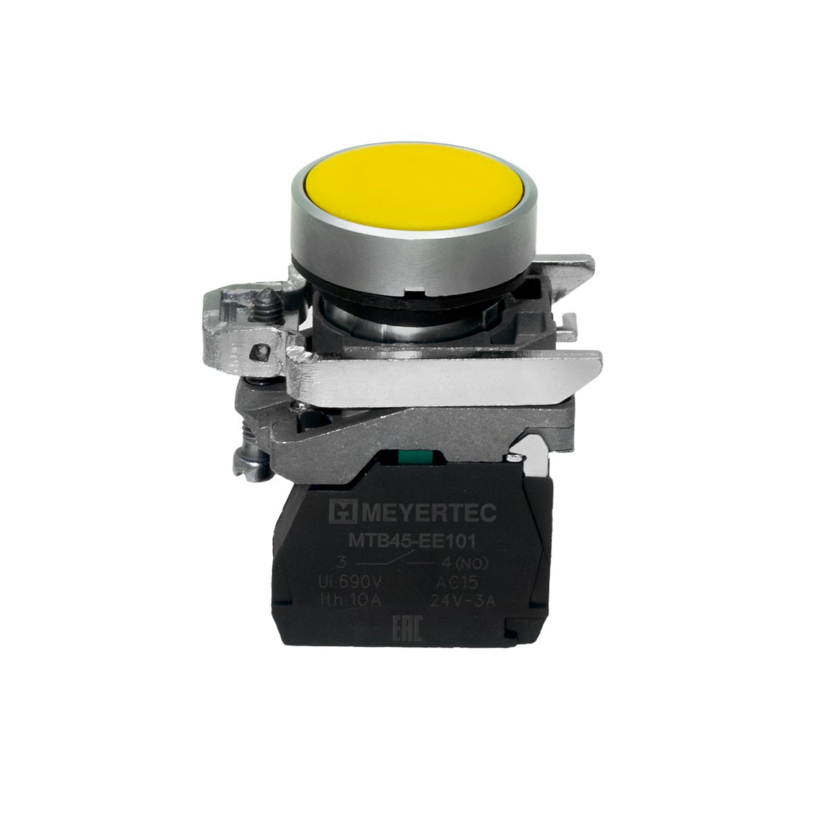 MTB4-BA51 - Кнопка плоская желтая, 1NO, IP65, металл