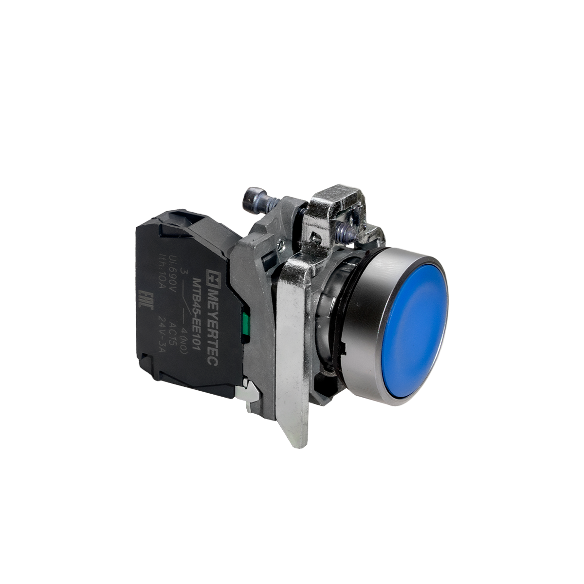 MTB4-BA61 - Кнопка плоская синяя, 1NO, IP65, металл
