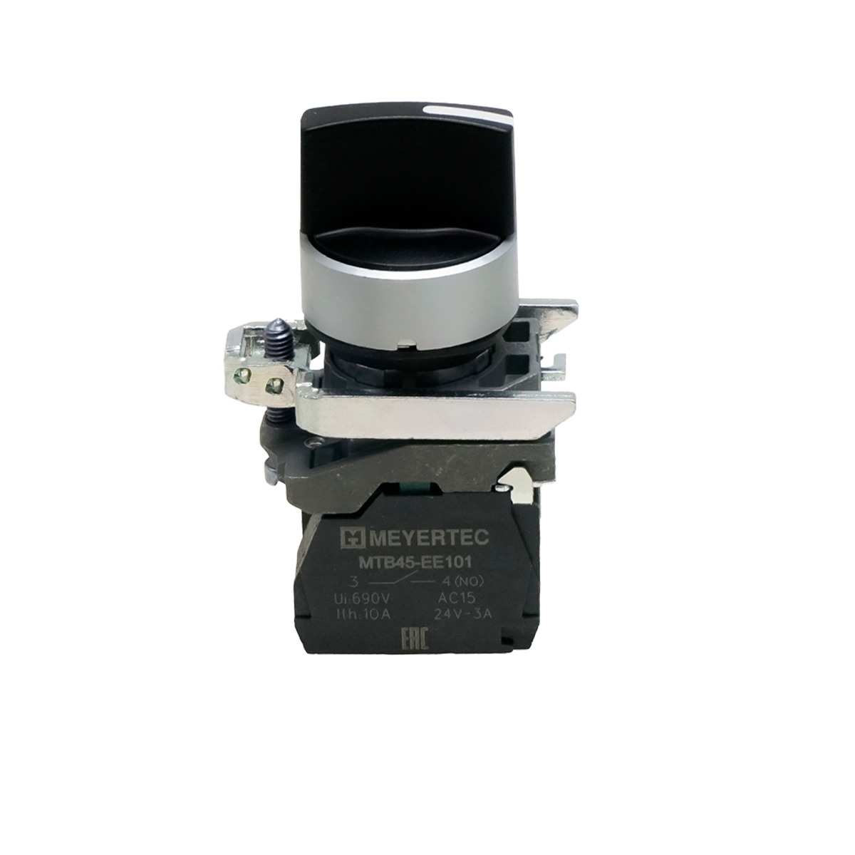 MTB4-BD33 - Переключатель на 3 положения с фиксацией, короткая ручка, 2NO, IP65, металл