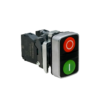 MTB4-BL8325 - Кнопка двойная плоская, красная/зеленая, маркировка "I+O", 1NO+1NC, IP65, металл