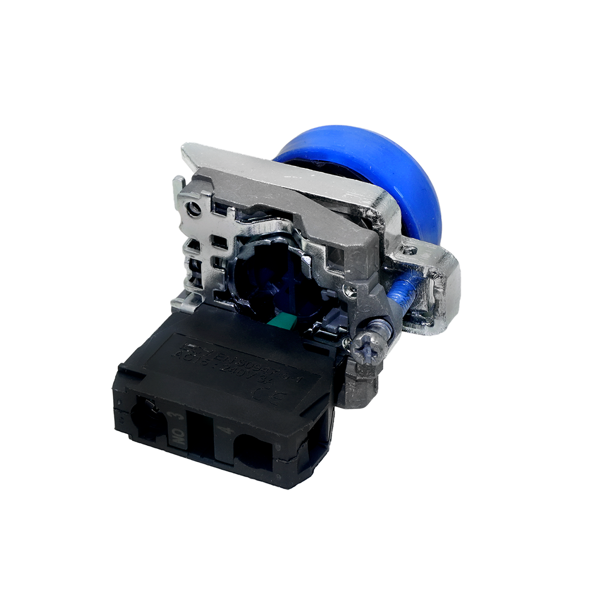 MTB4-BP61 - Кнопка синяя в кожухе, 1NO, IP66, металл