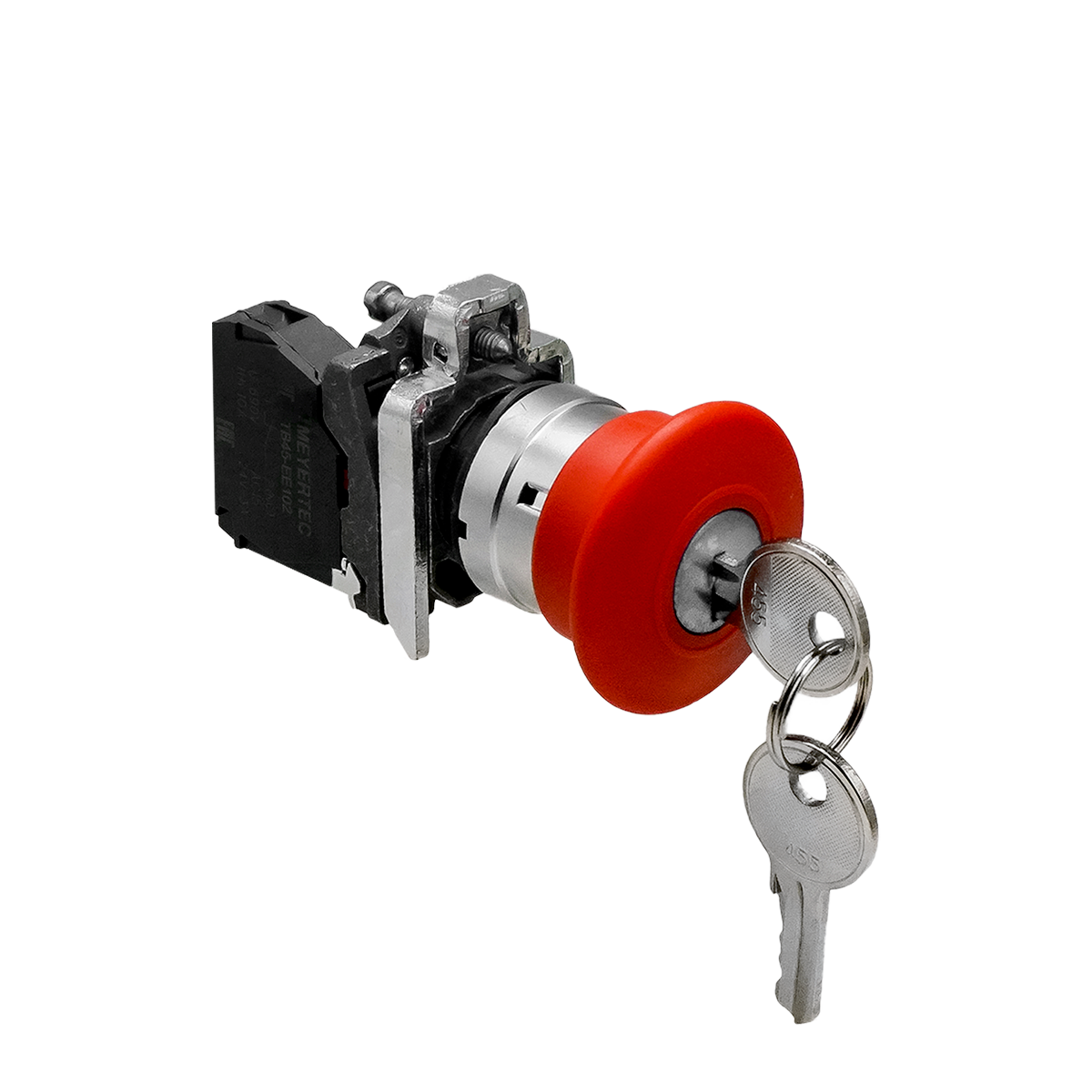 MTB4-BS142 - Кнопка грибовидная аварийной остановки с ключом, красная, 40 мм, возврат поворотом с фиксацией, 1NC, IP65, металл