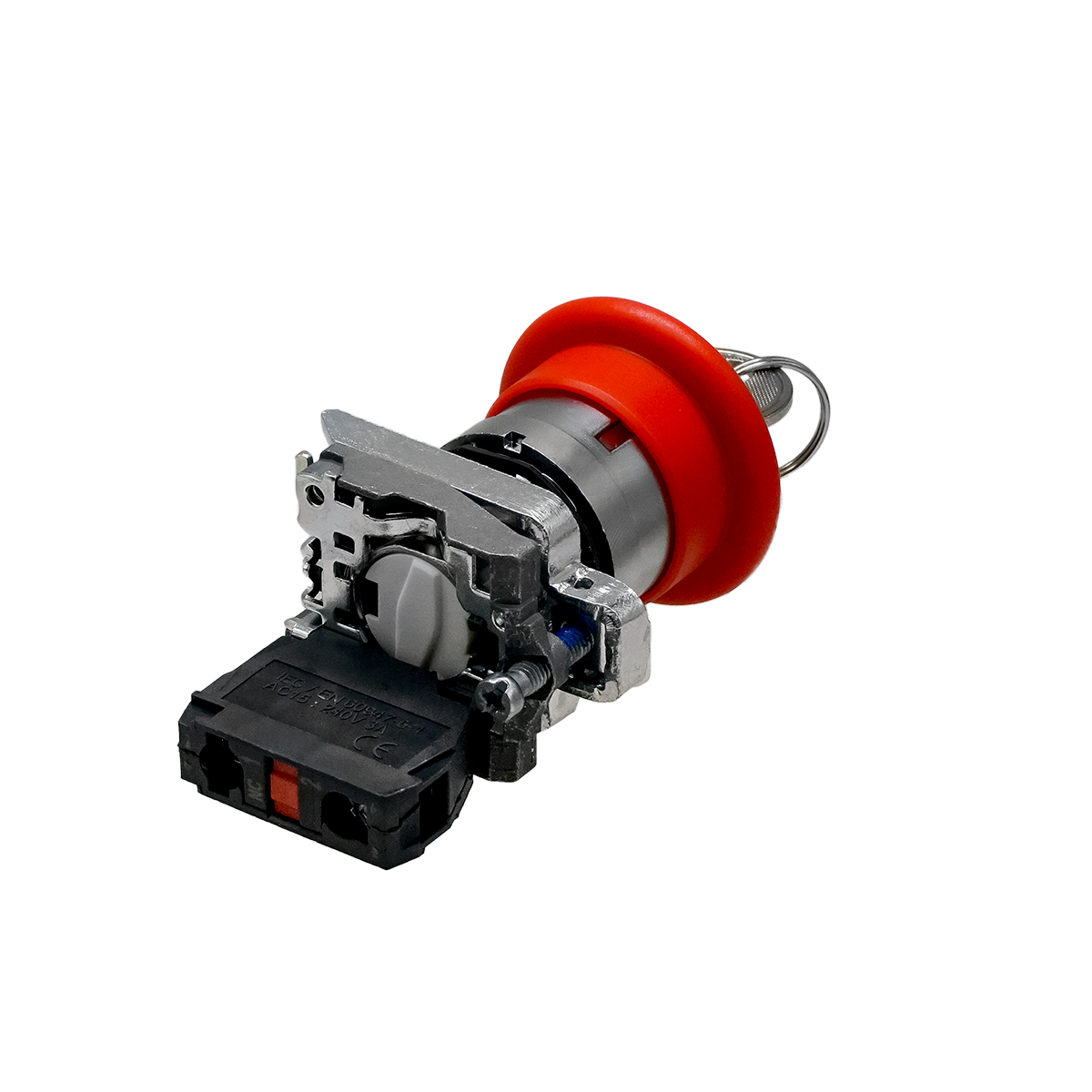 MTB4-BS142 - Кнопка грибовидная аварийной остановки с ключом, красная, 40 мм, возврат поворотом с фиксацией, 1NC, IP65, металл