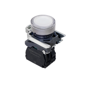 MTB4-BW31713 - Кнопка белая с подсветкой, 1NO, 220V AC/DC, IP65, металл