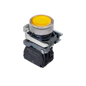 MTB4-BW35713 - Кнопка желтая с подсветкой, 1NO, 220V AC/DC, IP65, металл