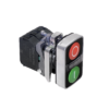 MTB4-BW83751 - Кнопка двойная плоская с подсветкой, красная/зеленая, маркировка "I+O", 1NO+1NC, 24V AC/DC, IP65, металл