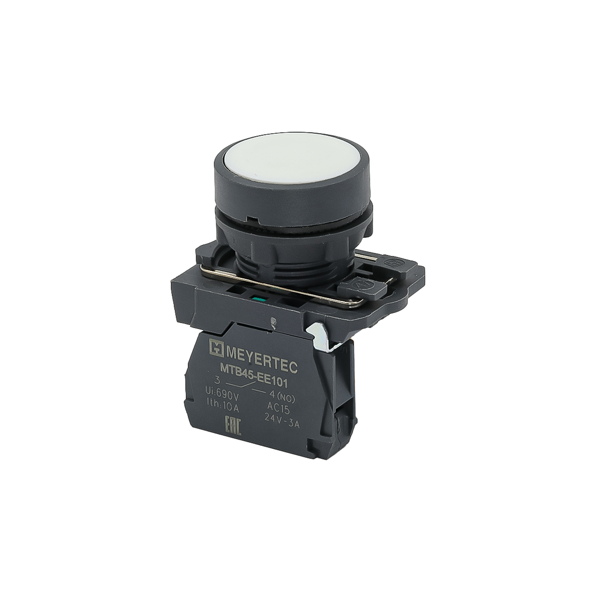 MTB5-AA11 - Кнопка плоская белая, 1NO, IP65, пластик