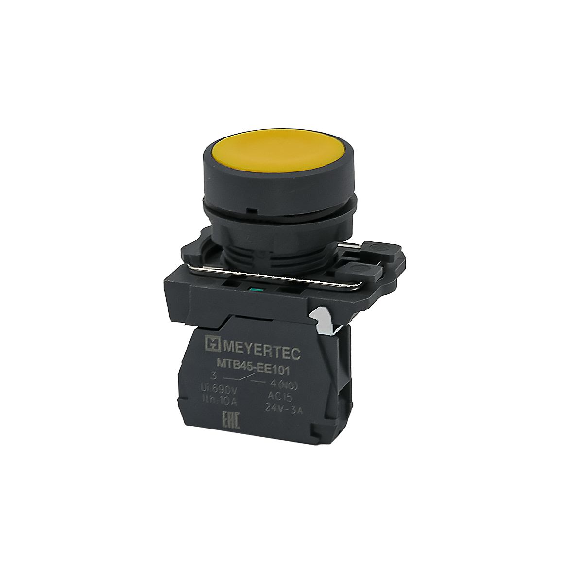 MTB5-AA51 - Кнопка плоская желтая, 1NO, IP65, пластик