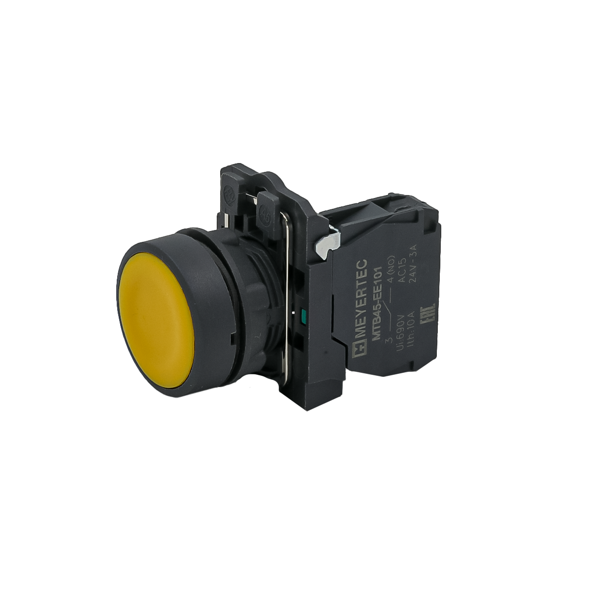 MTB5-AA51 - Кнопка плоская желтая, 1NO, IP65, пластик