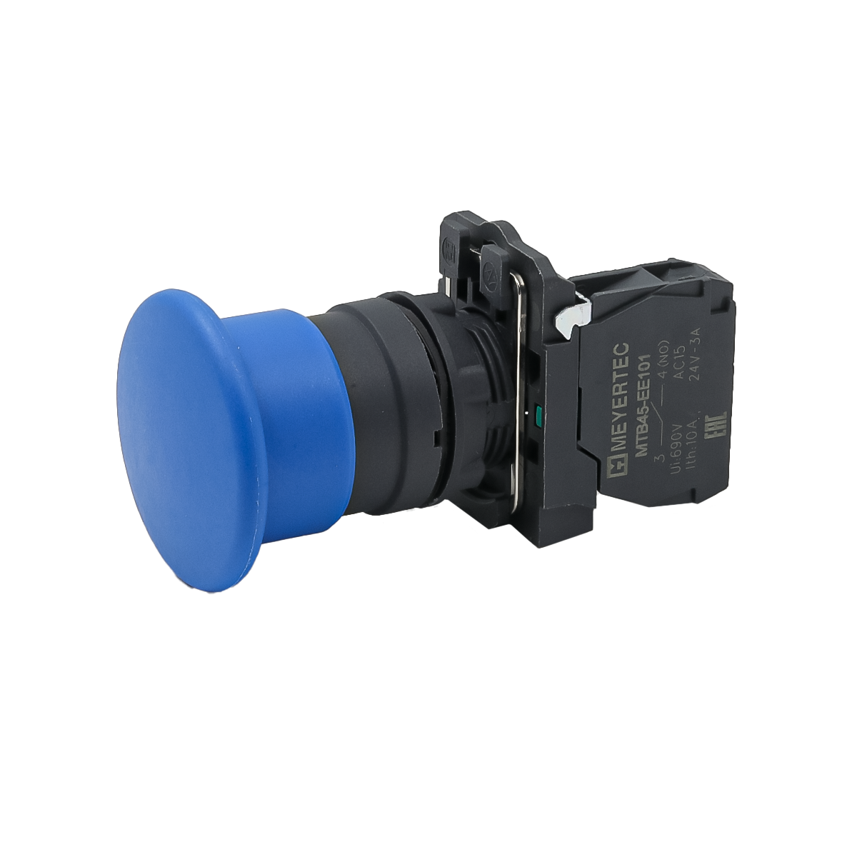 MTB5-AC61 - Кнопка грибовидная синяя, 40 мм, пружиный возврат, 1NO, IP65, пластик