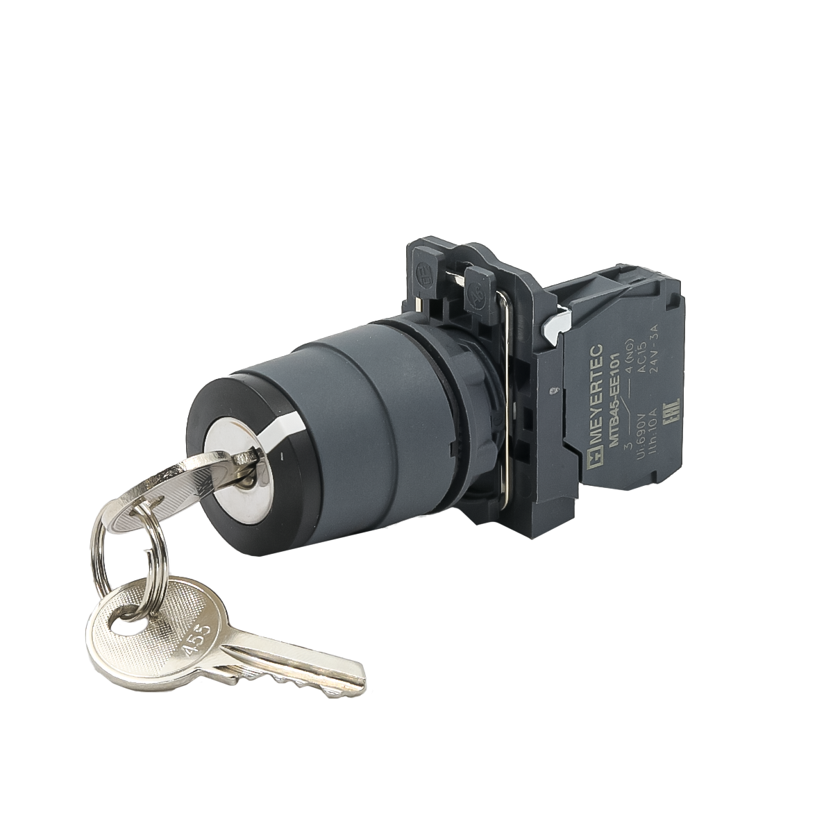 MTB5-AG21 - Переключатель с ключом на 2 положения с фиксацией, 1 выемка, 1NO, IP65, пластик