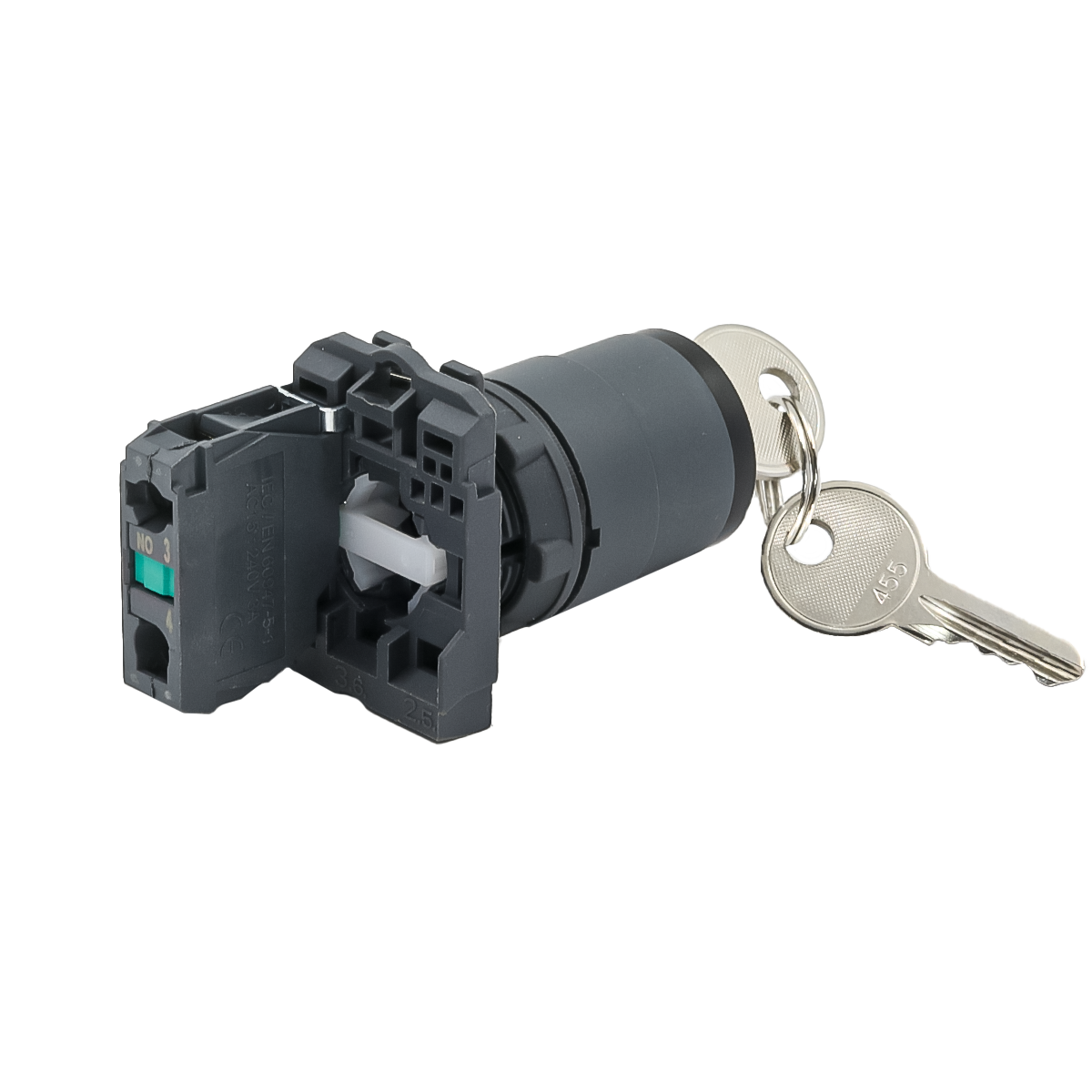 MTB5-AG21 - Переключатель с ключом на 2 положения с фиксацией, 1 выемка, 1NO, IP65, пластик