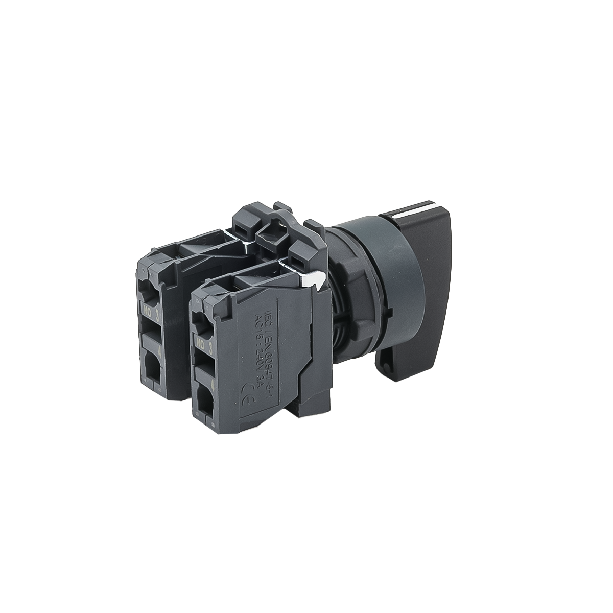 MTB5-AJ33 - Переключатель на 3 положения с фиксацией, длинная ручка, 2NO, IP65, пластик