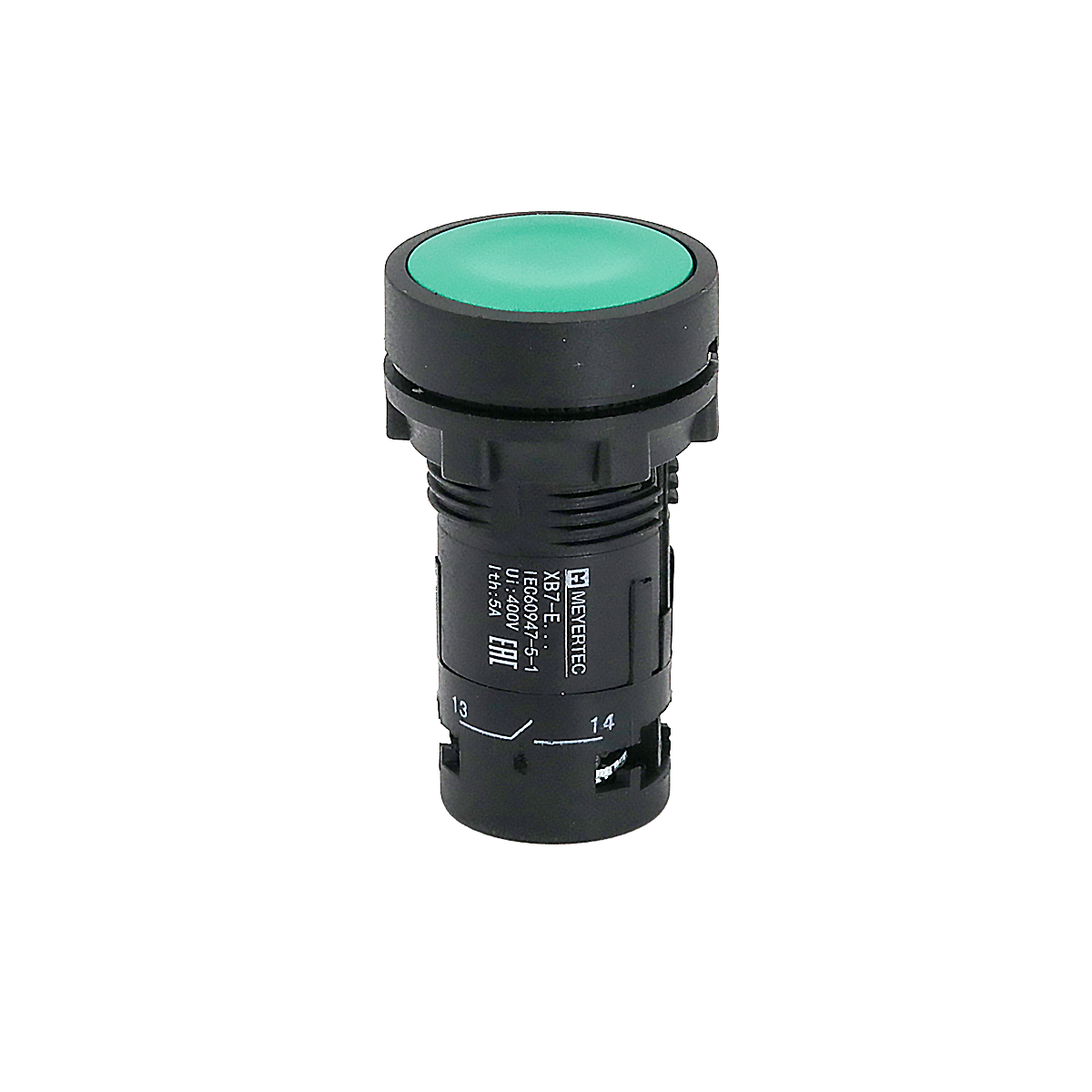 MTB7-EH35 - Кнопка плоская зеленая с фиксацией, 1NO+1NC, IP54, пластик