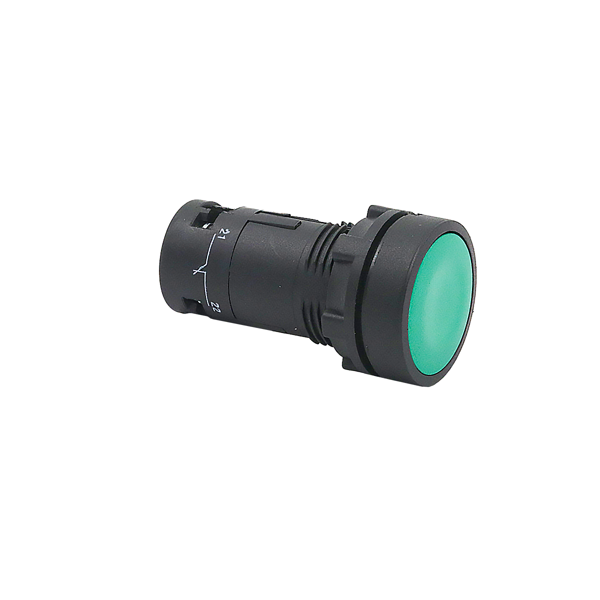 MTB7-EH35 - Кнопка плоская зеленая с фиксацией, 1NO+1NC, IP54, пластик