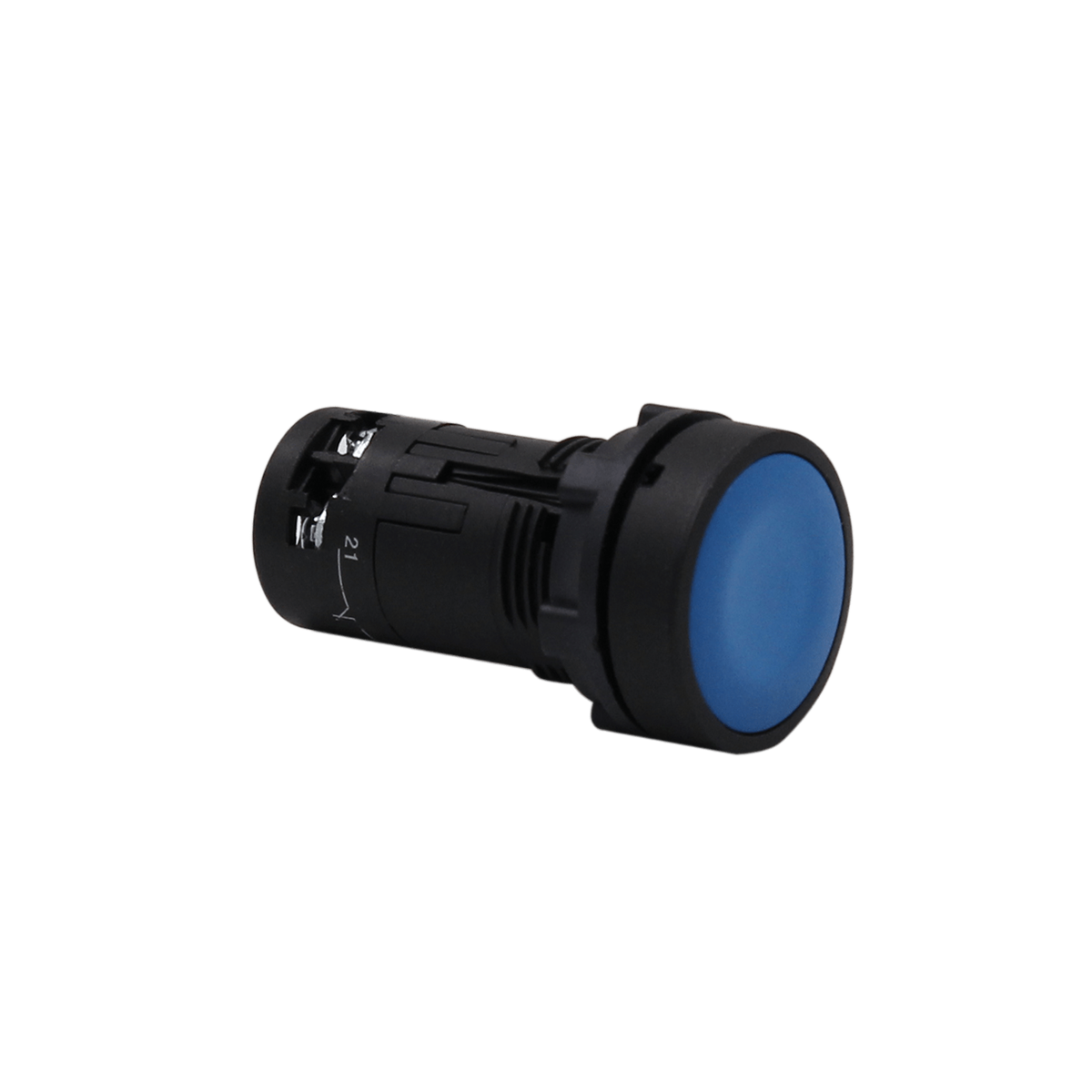 MTB7-EH65 - Кнопка плоская синяя с фиксацией, 1NO+1NC, IP54, пластик