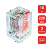 RS-307.ALTU - 3-конт. реле, 220VAC, ток 10А, LED-индикатор, ручной дублер