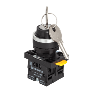 MTB2-EGZ133 - Переключатель с ключом на 3 положения с фиксацией, 1 выемка в центре, 2NO, IP54, пластик