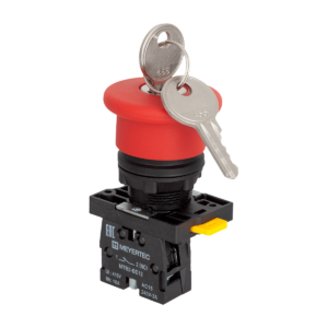 MTB2-ES142 - Кнопка грибовидная аварийной остановки с ключом, красная, 40 мм, возврат поворотом с фиксацией, 1NC, IP54, пластик