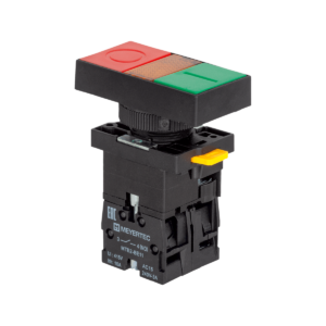 MTB2-EW8361 - Кнопка двойная плоская с подсветкой, красная/зеленая, маркировка "I+O", 1NO+1NC, 24V AC/DC, IP40, пластик