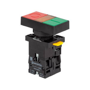 MTB2-EW8363 - Кнопка двойная плоская с подсветкой, красная/зеленая, маркировка "I+O", 1NO+1NC, 220V AC/DC, IP40, пластик